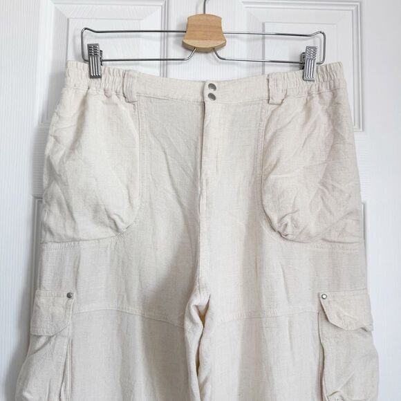 Anthropologie Linen Relaxed Cargo Pants Slouchy Utility Boho Lagenlook Baggy XS - Picture 8 of 16